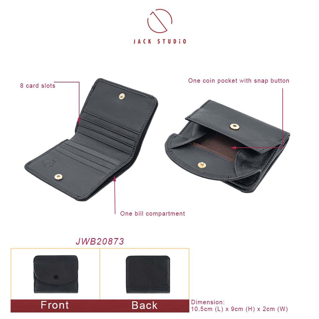 Jack Studio Artemis Leather Bi Fold Small Short Ladies Women Wallet - JWB 20873 - Jack Studio Marketing Sdn Bhd