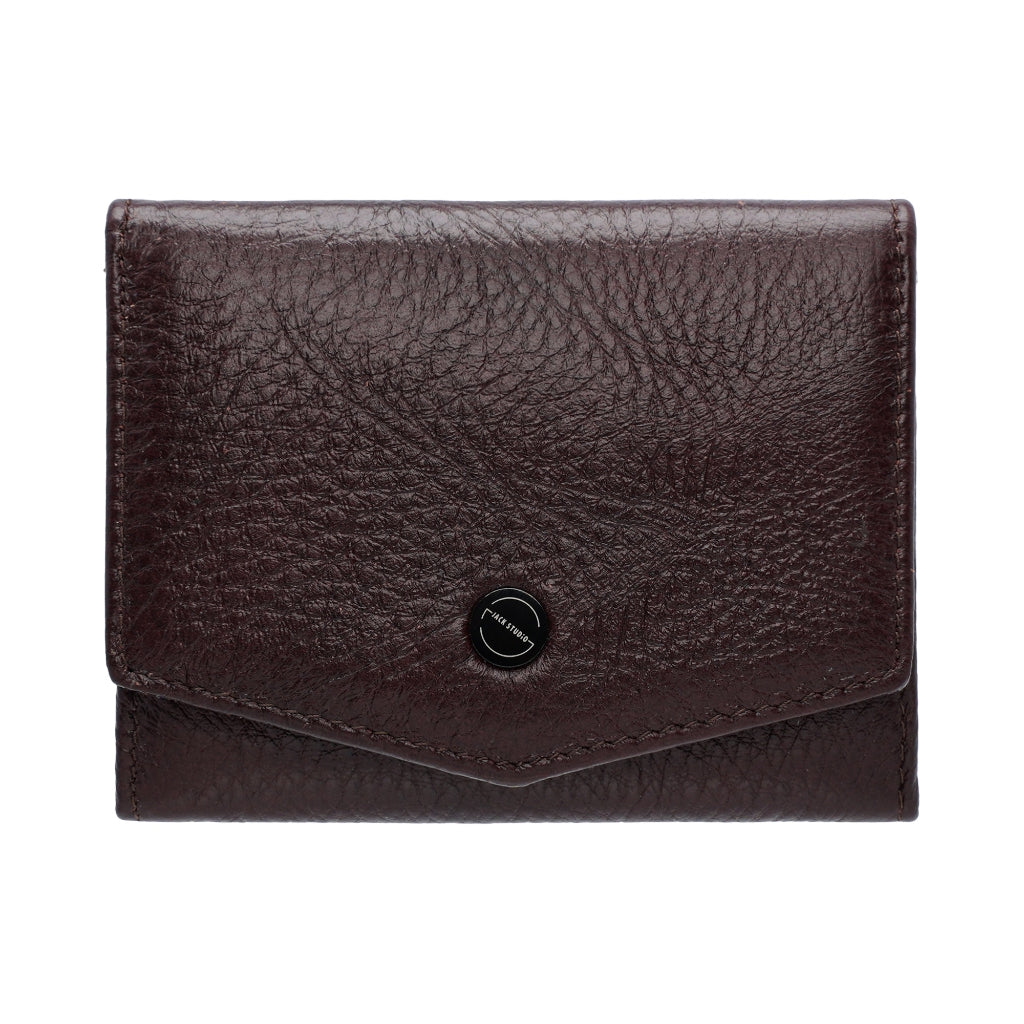 Jack Studio Full Grain Leather Snap Button Ladies Card Holder Mini Wallet Purse Woman - JWB 40555 C