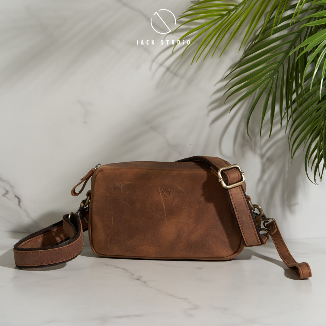 Jack Studio Full Grain Crazy Horse Leather Sling Crossbody Clutch Bag Man - BAC 30833 - Jack Studio Marketing Sdn Bhd