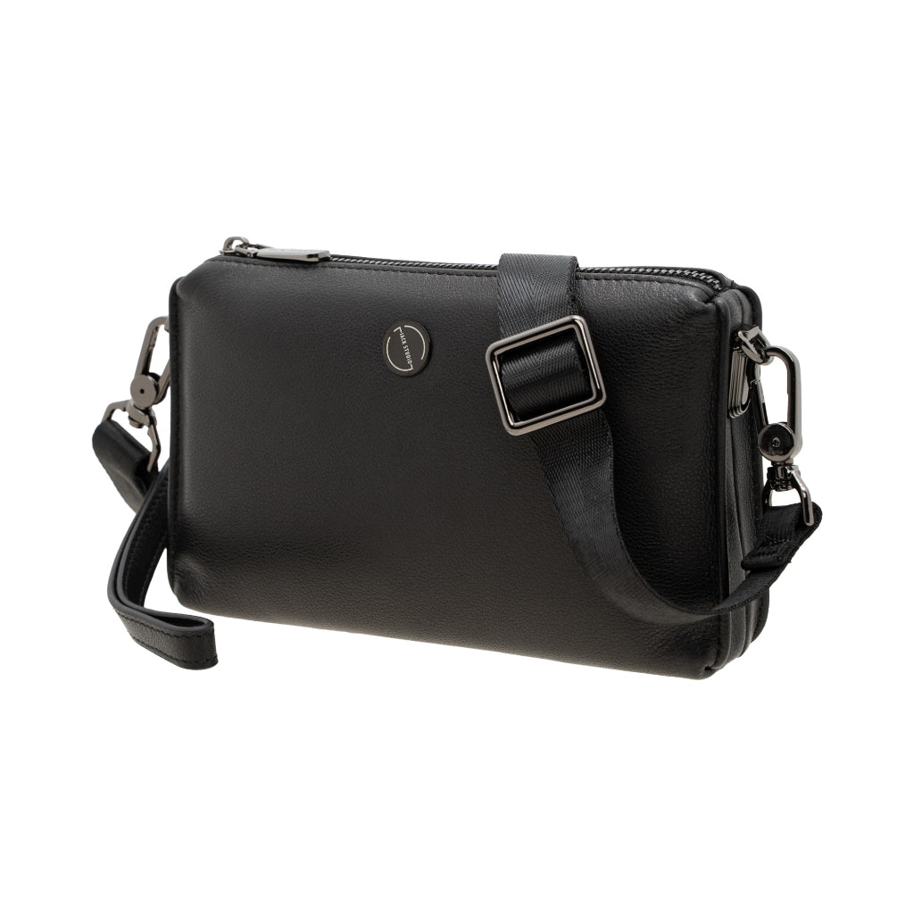 Jack Studio Full Grain Leather Black Small Clutch Sling Bag - BAB 40135 A - Jack Studio Marketing Sdn Bhd