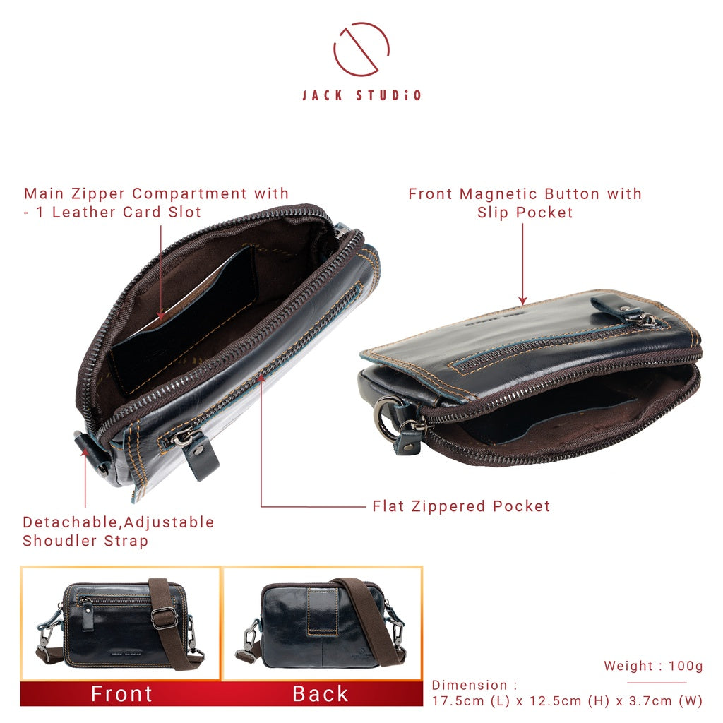 Jack Studio Full Grain Leather Cross body Sling Belt Bag – BAC 20613 - Jack Studio Marketing Sdn Bhd