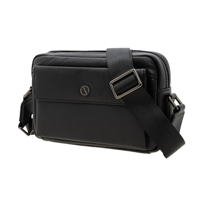 Jack Studio Full Grain Leather Black Sling Bag Men Crossbody Shoulder Bag with Magnetic Front Pocket - BAB 40132 A - Jack Studio Marketing Sdn Bhd