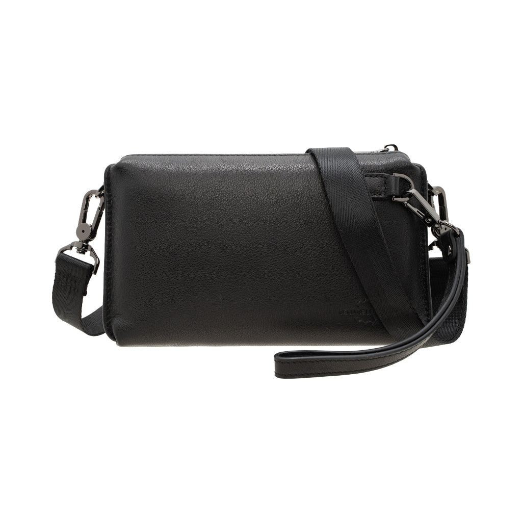 Jack Studio Full Grain Leather Black Small Clutch Sling Bag - BAB 40135 A - Jack Studio Marketing Sdn Bhd