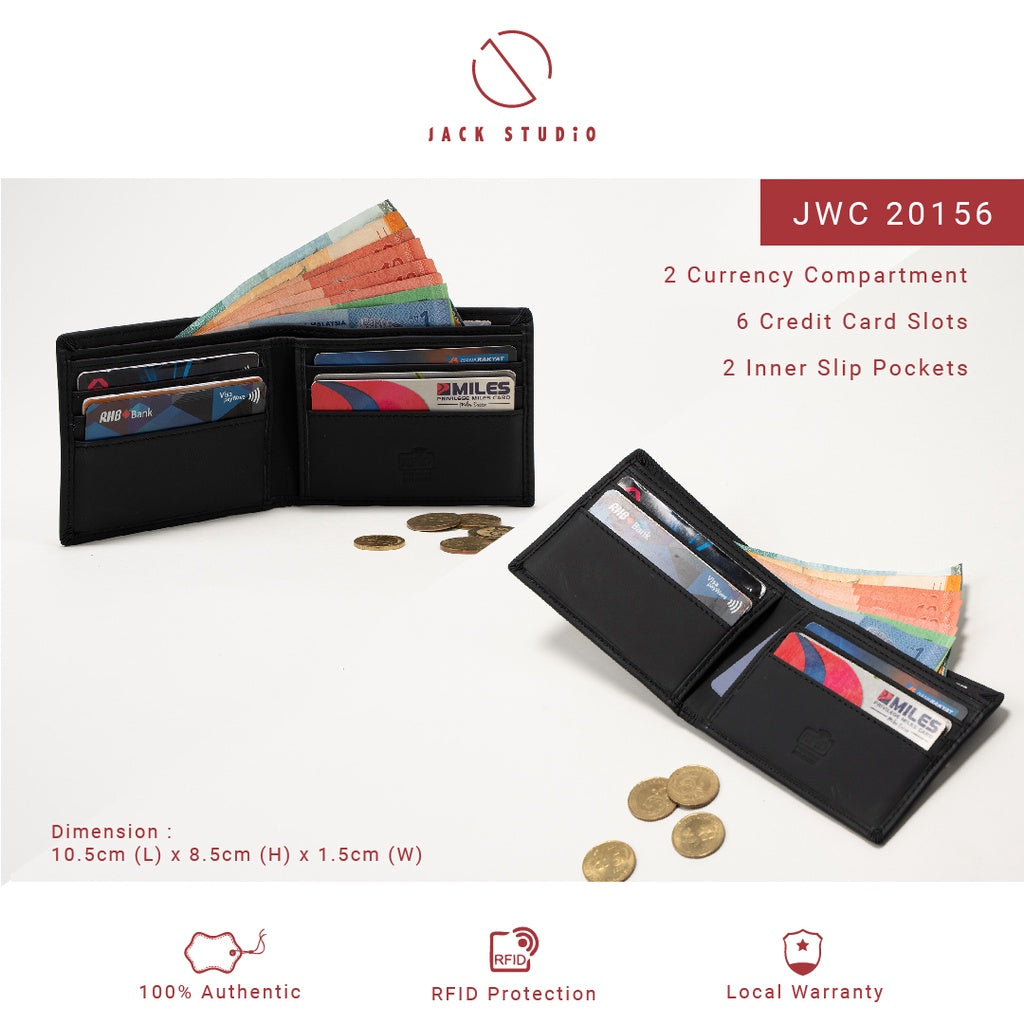 Jack Studio Men's Leather RFID Blocking Bi-Fold Wallet